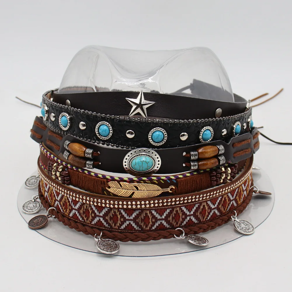 New Fashion Fedora Straw Hat Belt Cowboy Belt for Hat DIY Hand Belt For Hat