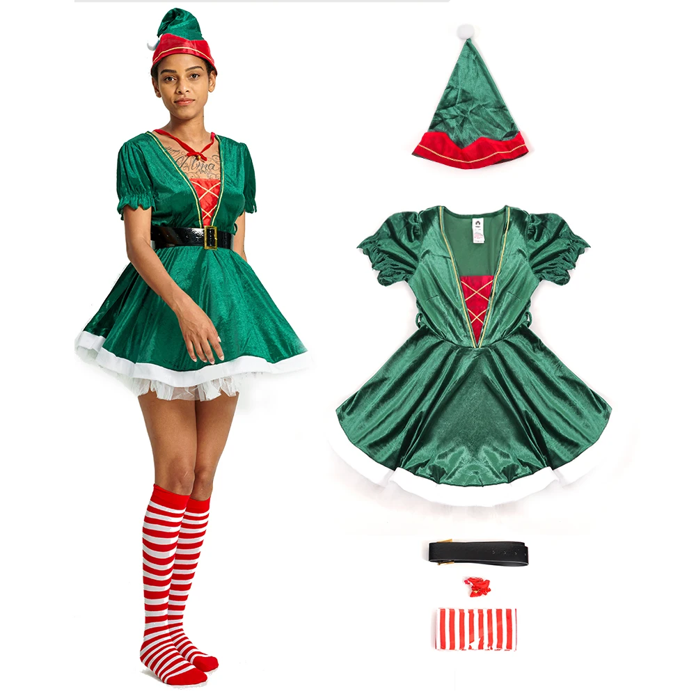 Women Christmas Dress Sexy Santa Claus Costume Red Green 2022 Hot