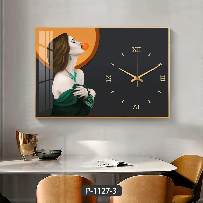 HUAMIAO Modern Beautiful Crystal porcelain Wall Art Dining Room Clock High Quality Fashion Mural Decorative Painting Home Decor