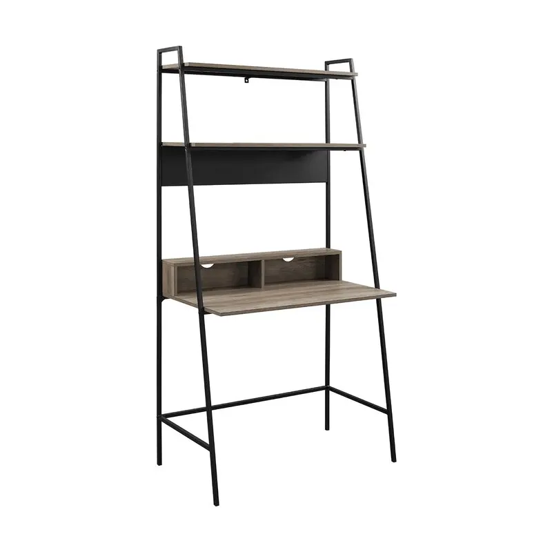 Computer Desk Study console Table Wooden Writing ladder Desk with shelves metal frame Desktop keyboard PC home office furniture