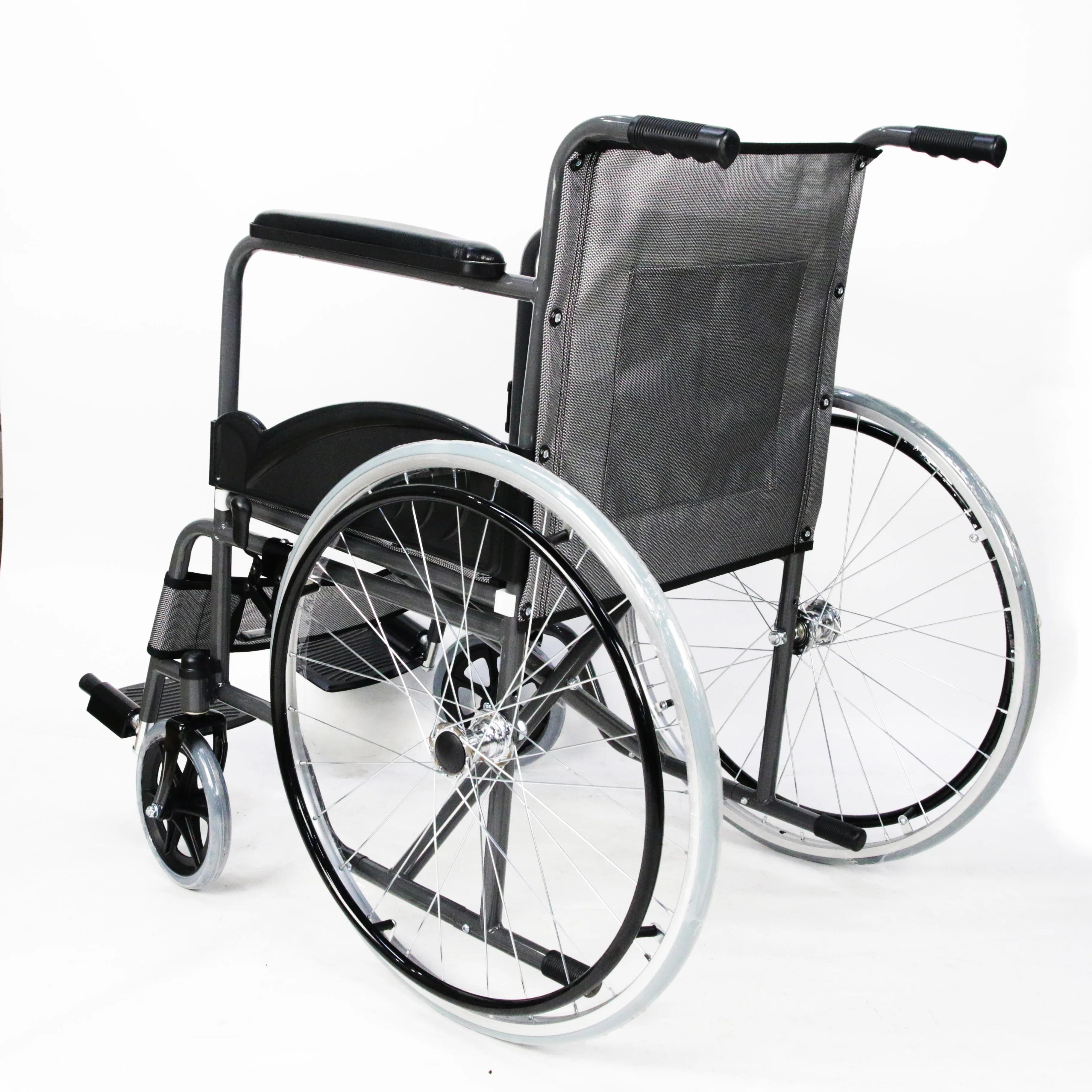 Modern Craft Manual Foldable Portable Wheelchair Breathable Fabric Steel Manual Wheelchair