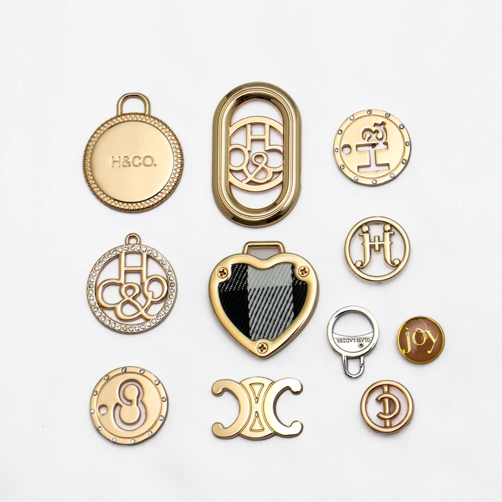 Customized Bag accessories Handbag Metal Logo Plate Brand Logo Metal Bag Pin Buckle Metal Logo bag accessories for handbag