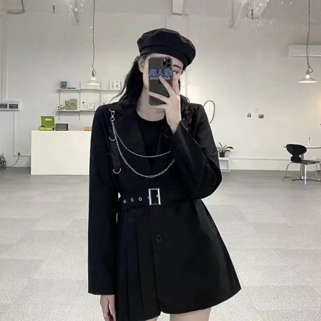 OUDINA Fashion Style Design Sense Female Casual Midi Blazer Dresses Suit Jacket Women Blazers