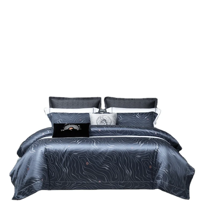 Luxury 5 star hotel bed linen set 100S yarn dyed jacquard duvet cover bedding sets 100 cotton satin bed sheet queen size