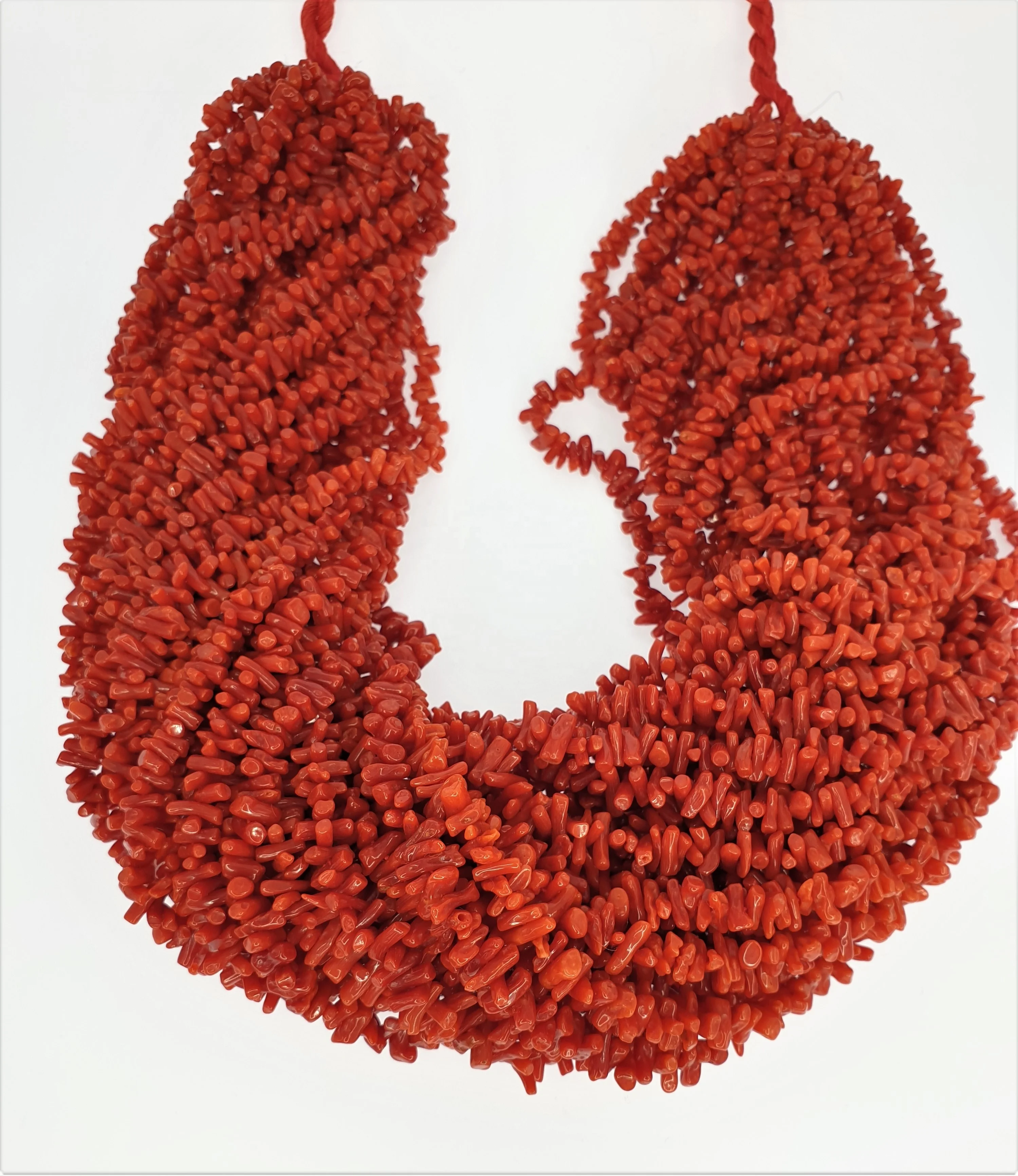 Ожерелье из итальянского коралла длиной 18 дюймов, маленькая грубая ветка, красные ювелирные изделия, маленькие пряди CUPULINI, FULVIO DI GENNARO SRL
