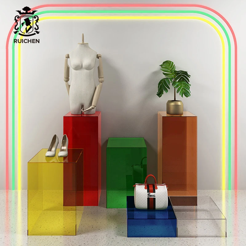 Shopping Mall Acrylic Display Jewelry Handbag Showcase Clear Acrylic Shoe Box Window Display Showcase
