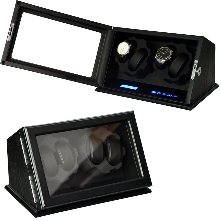 GC03-D60BSX-1 Led Watch Winding Storage Box Shaker Automatic Display Double Head Silent Motor winder watch box