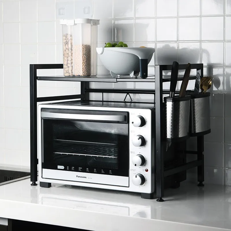 Hot Sale Expandable Microwave Oven Rack Shelf 2 Tiers Microwave Stand Countertop Organizer For Kitchen