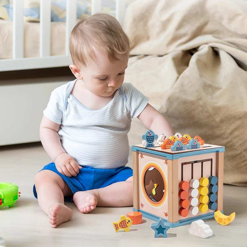 Montessori Wooden Ball Coin Drawer Matching Box Baby Early Educational Learning Teaching Aids Toys for Kids Boys