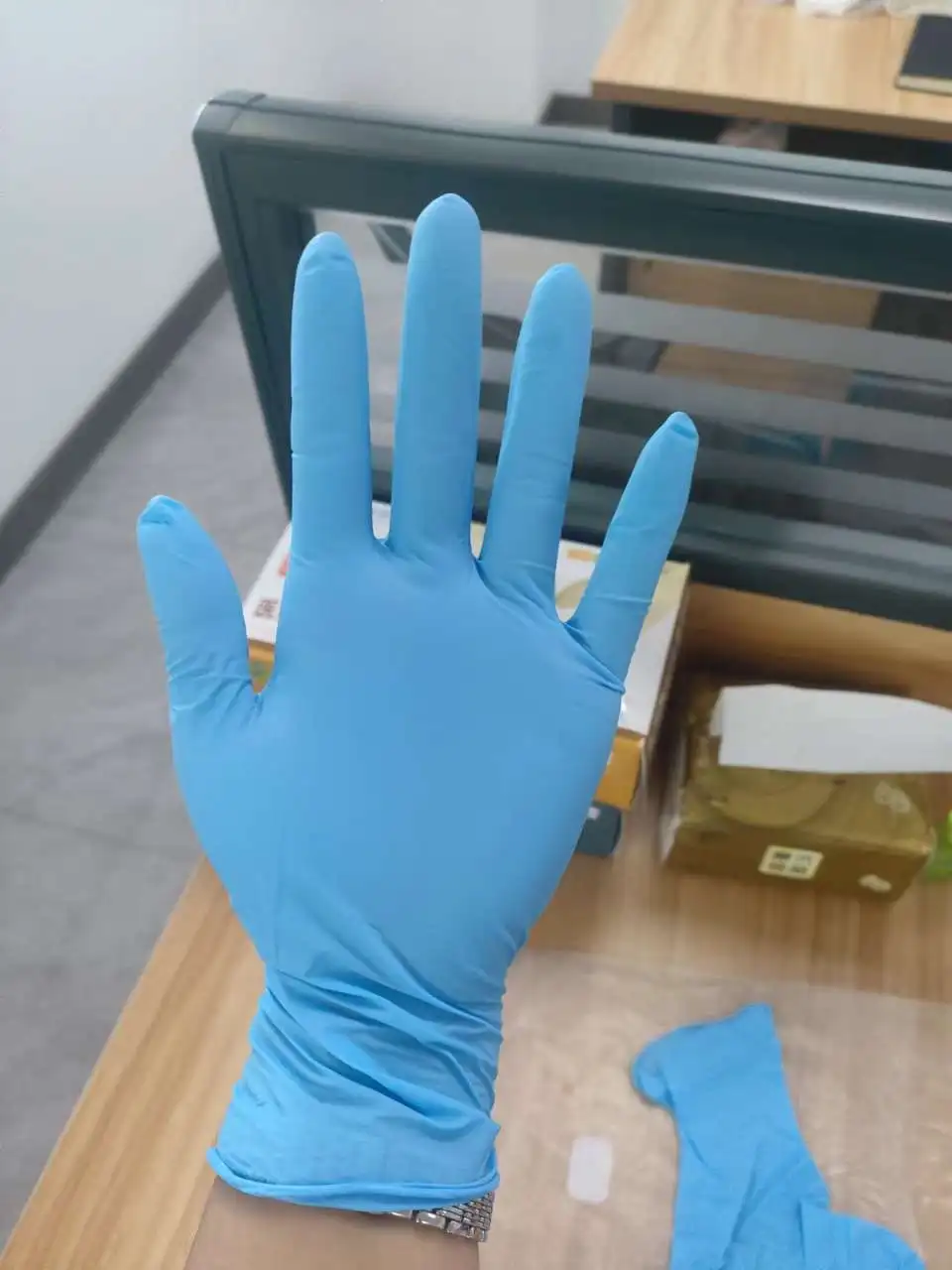 Blue Color Disposable plastic gloves