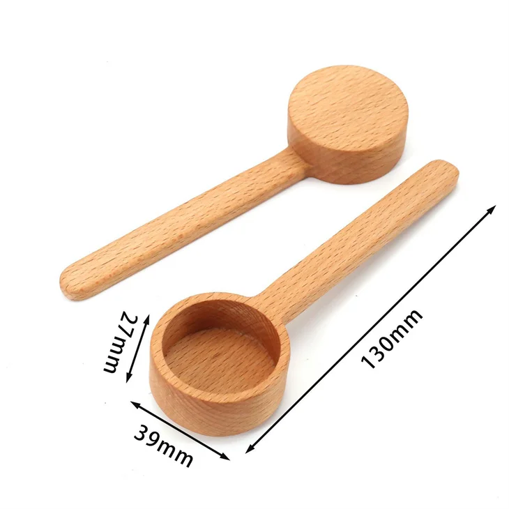 Wooden gift Custom flag LOGO Wholesale Wood Measuring Spoon set Short Handle Wooden Coffee Spice Seasoning Spoons Promotional