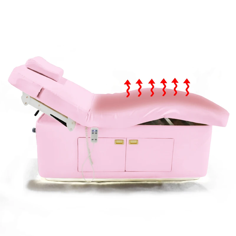 Massage Bed Durable Facial Table Bed with Cabinet Luxury Salon Equipment with Heat Sap Bed Massage Table