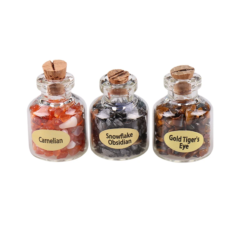 PK419 9 bottles/box  Natural Mix Crystal Gemstone Chip Gravel Bottle Set