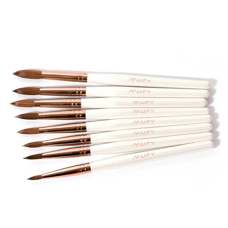 Акриловая щетка с белой деревянной ручкой от производителя лучшего качества оптовая продажа кисть Kolinsky соболиной для дизайна