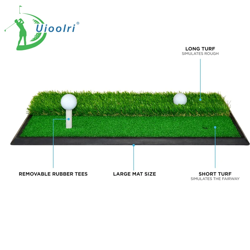 Custom Mini Dual Turf Golf Hitting Mat Long and Short Grass Swing Mat Practice Driving  Indoor Outdoor Golf Chipping Mat