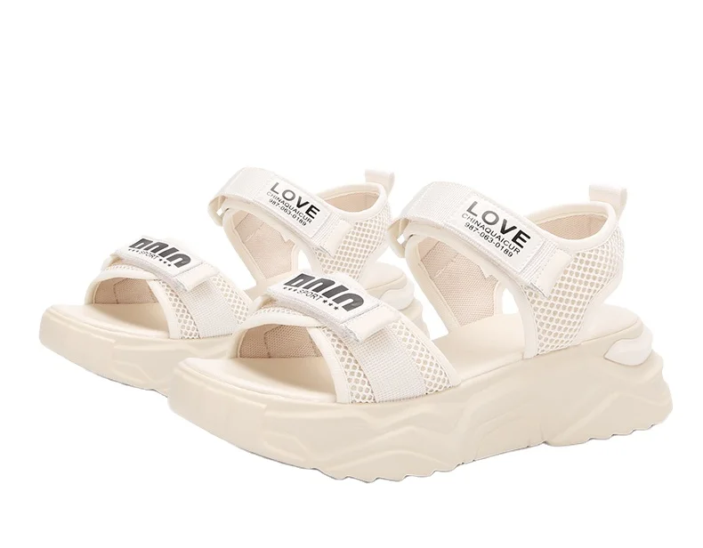 Онлайн оптовая продажа классические женские сандалии на платформе с липучкой черного цвета повседневные летние плоской