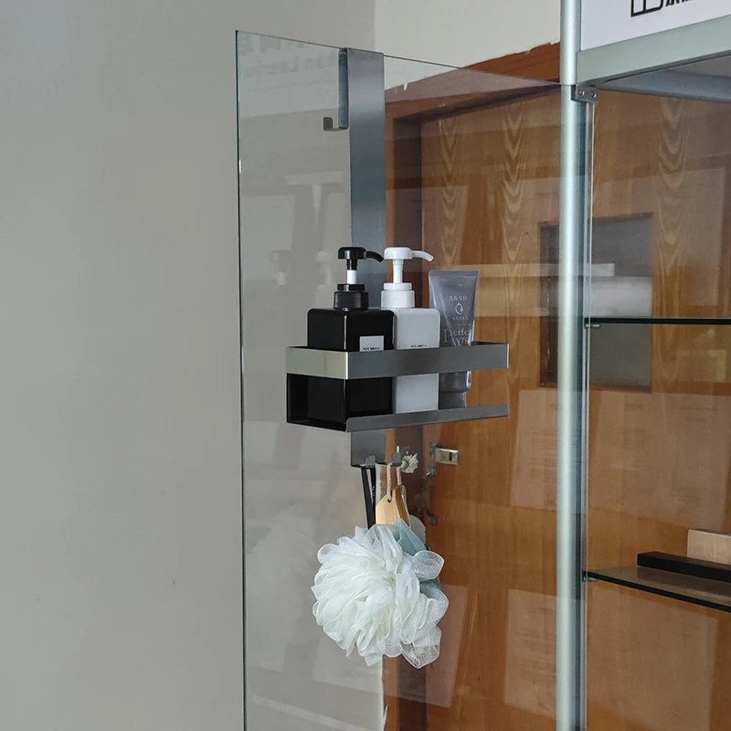 Stainless Steel bathroom shelf wall-mounted shower shelf without drilling bathroom glass shelf