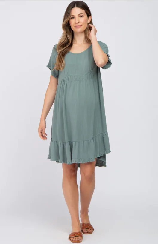 2022 wholesale sage maternity clothes hem breastfeeding dress for maternity clothes