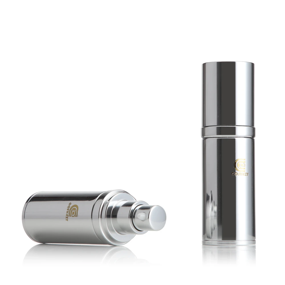 Luxury aluminum airless pump bottle with spray dispenser 15 ml 30 ml 45 ml airless packaging for lotion creams