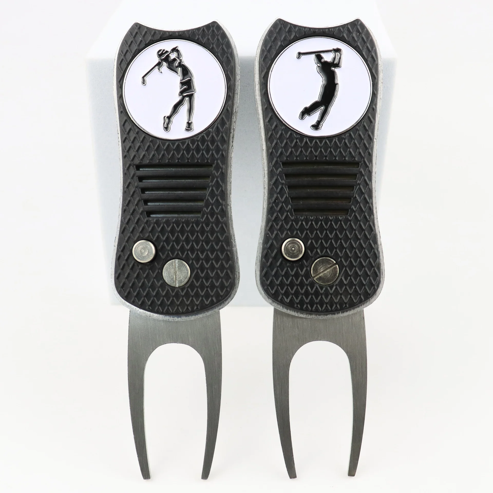 Wholesale Divot Repair Tool Metal Handle Mark Tool Retractable Switch Blade with Removable Ball Markers Blank Custom Logo