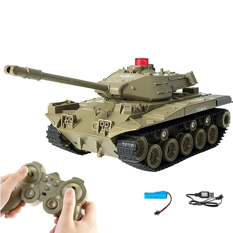2.4Ghz Radio Controlled Military Battle Tank Toy Rotational Realistic Sounds RC Tank Vehicle for Kids