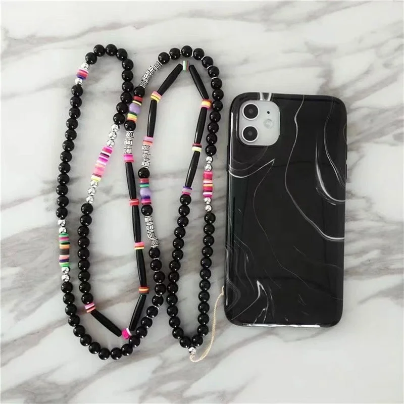 Special Offer! Ins Net Red Color Tassel Silver Beaded Long Mobile Phone Strap Handmade Turquoise Beads  Phone Accessories