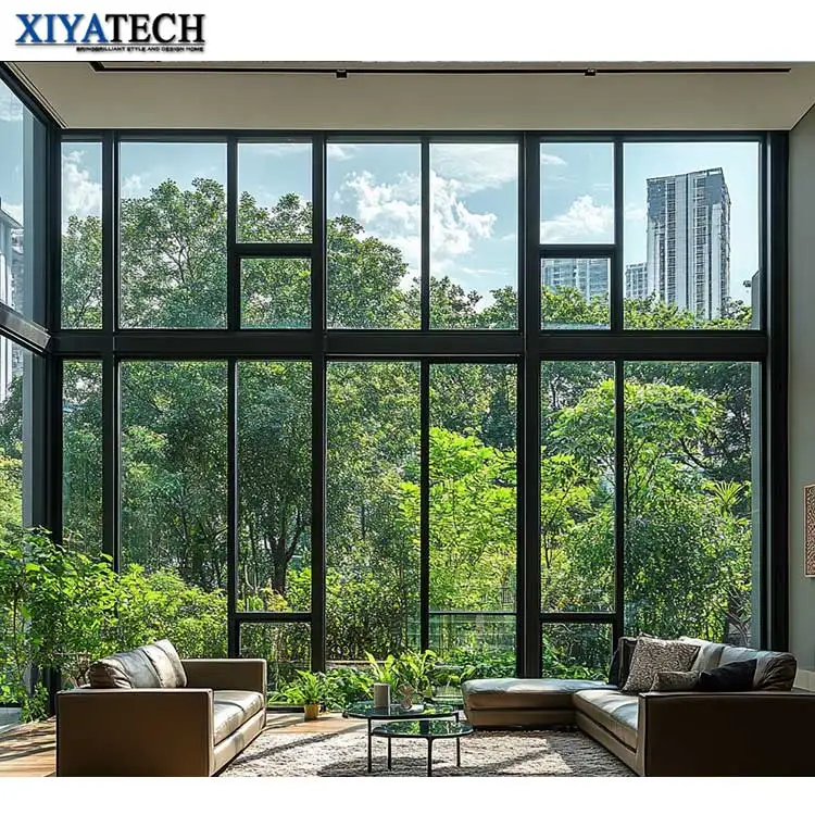 XIYATECH Custom Size Panoramic Window Floor To Ceiling Fixed Glass Window Aluminum Picture Windows for Balcony