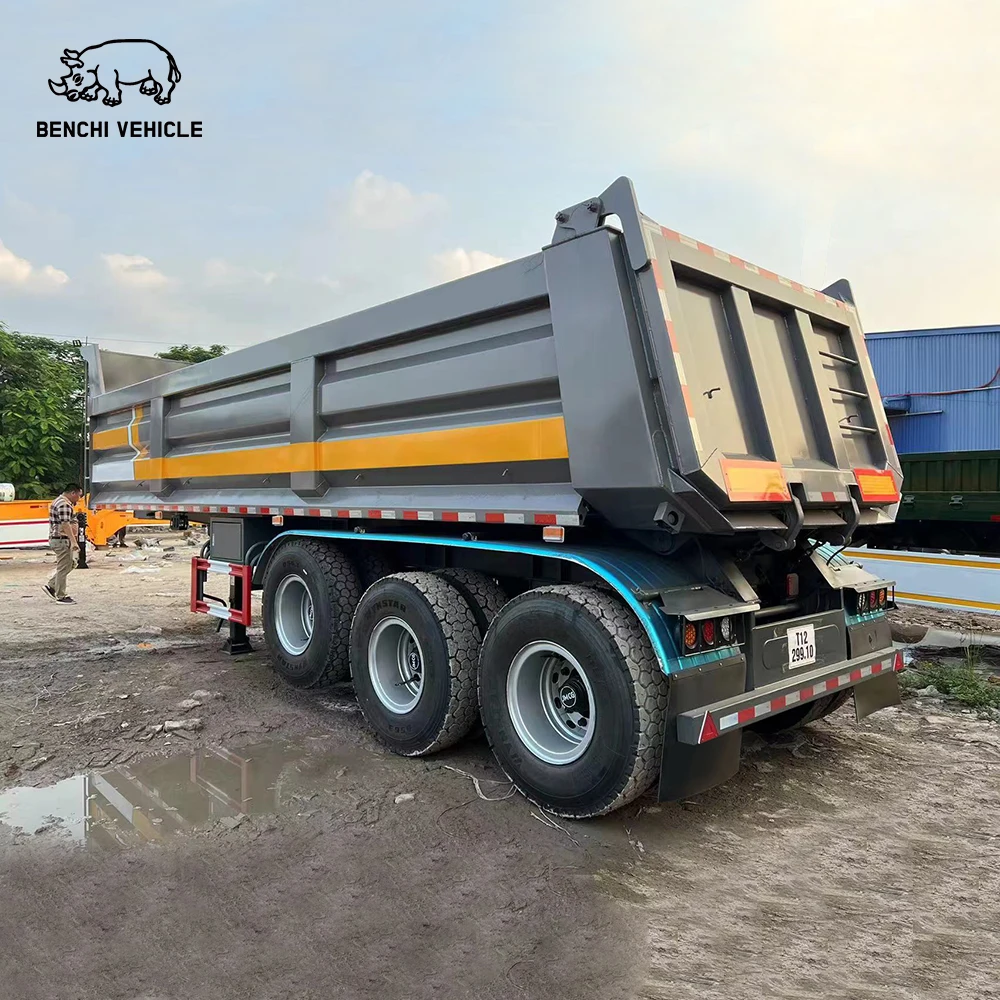 Hydraulic U Shape 3 Axle 50 Ton Tipper Truck Semi Trailer Rear Dump Semi Trailer