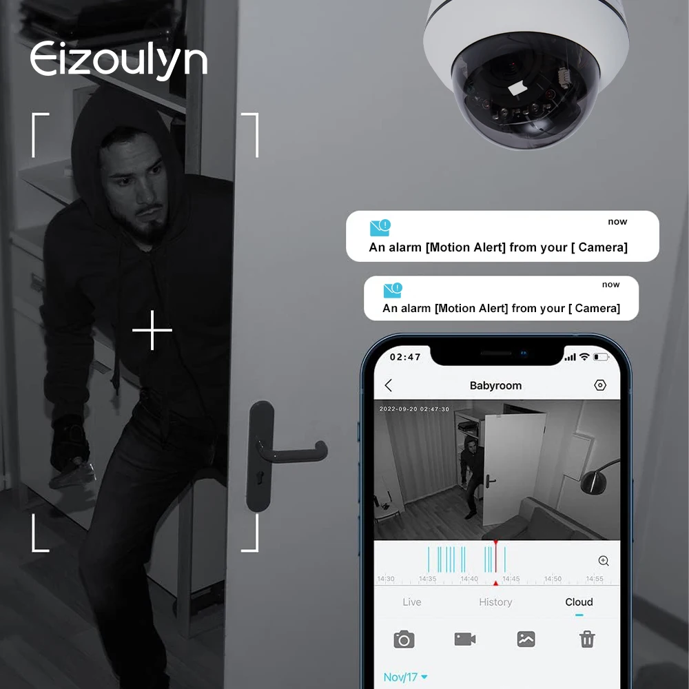 Eizoulyn small hidden night vision outside tiny cellular powered smart home security camera