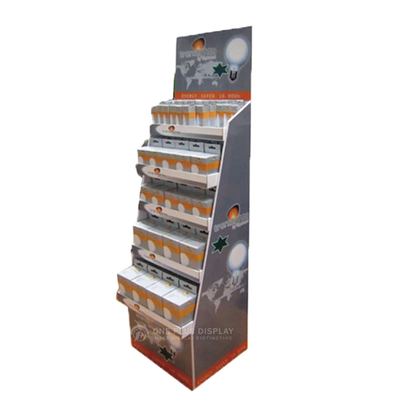 Custom pop  cardboard splash floor display stand lamp led light bulb paper display cardboard display stand  for led light bulb