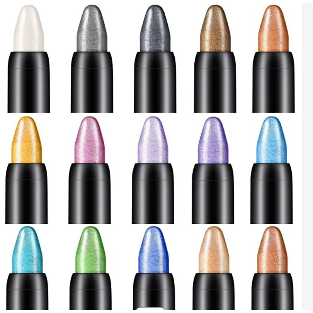 15 Color Highlighter Eyeshadow Pencil Waterproof Glitter Matte Nude Eye Shadow Makeup Pigment Cosmetics White Eyeliner Pen