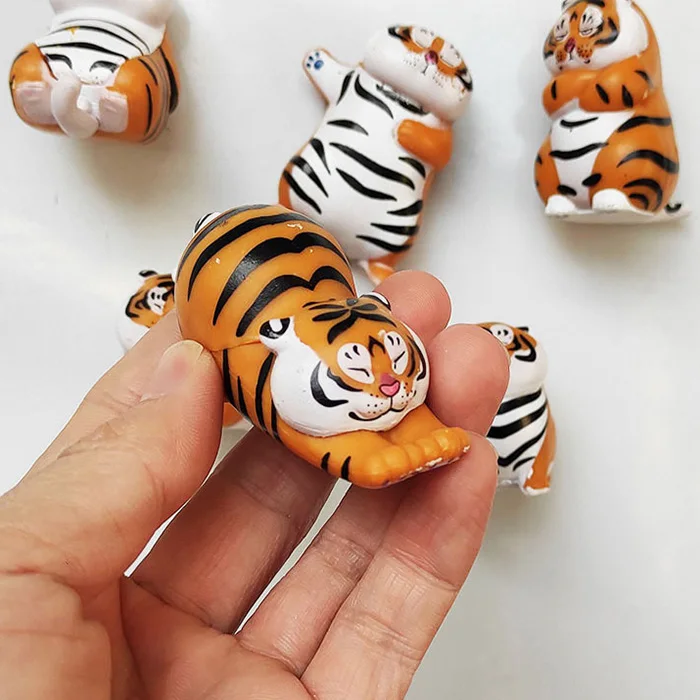 Orange Color Cute Tiger Cartoon Image 3D Animal Series Strong Magnetism  PVC Best Price Fridge Magnet