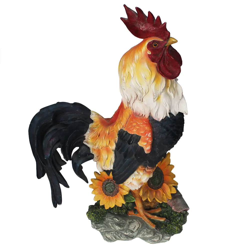 Rooster Statue Sunflower Garden Country Farm Rooster Chicken Farm Animals Decoration Figurine Collection