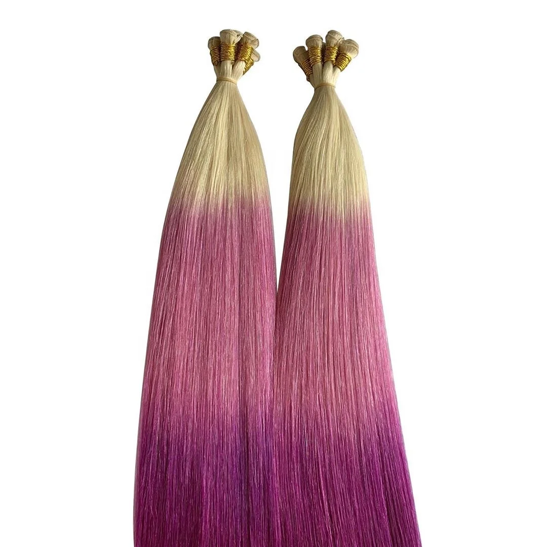 Натуральные натуральные волосы три цвета с двойными ручными завязками 100% для наращивания русские пряди