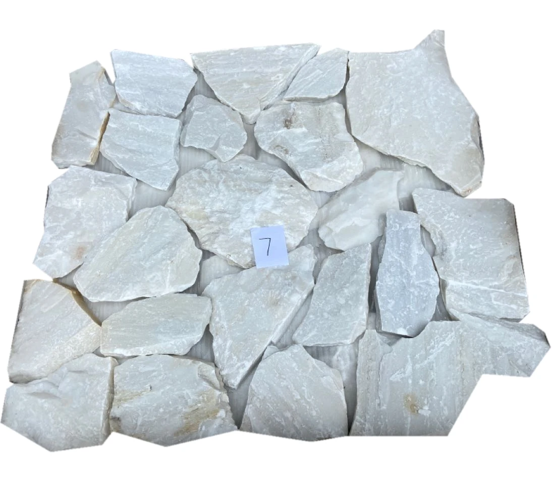 Natural Crystal White Marble Random Free Style Stone Veneer Crazy Wall Loose Stone Panel Tile Dry Stack Wall Cladding