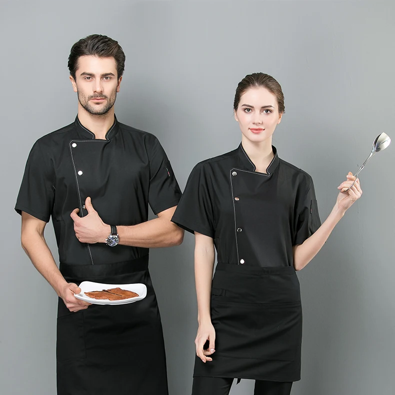 2022 New Listing 65%Polyester 35%Cotton Bartender Chef Coat Jacket Chef Uniform Restaurant Coat Coffee Shop