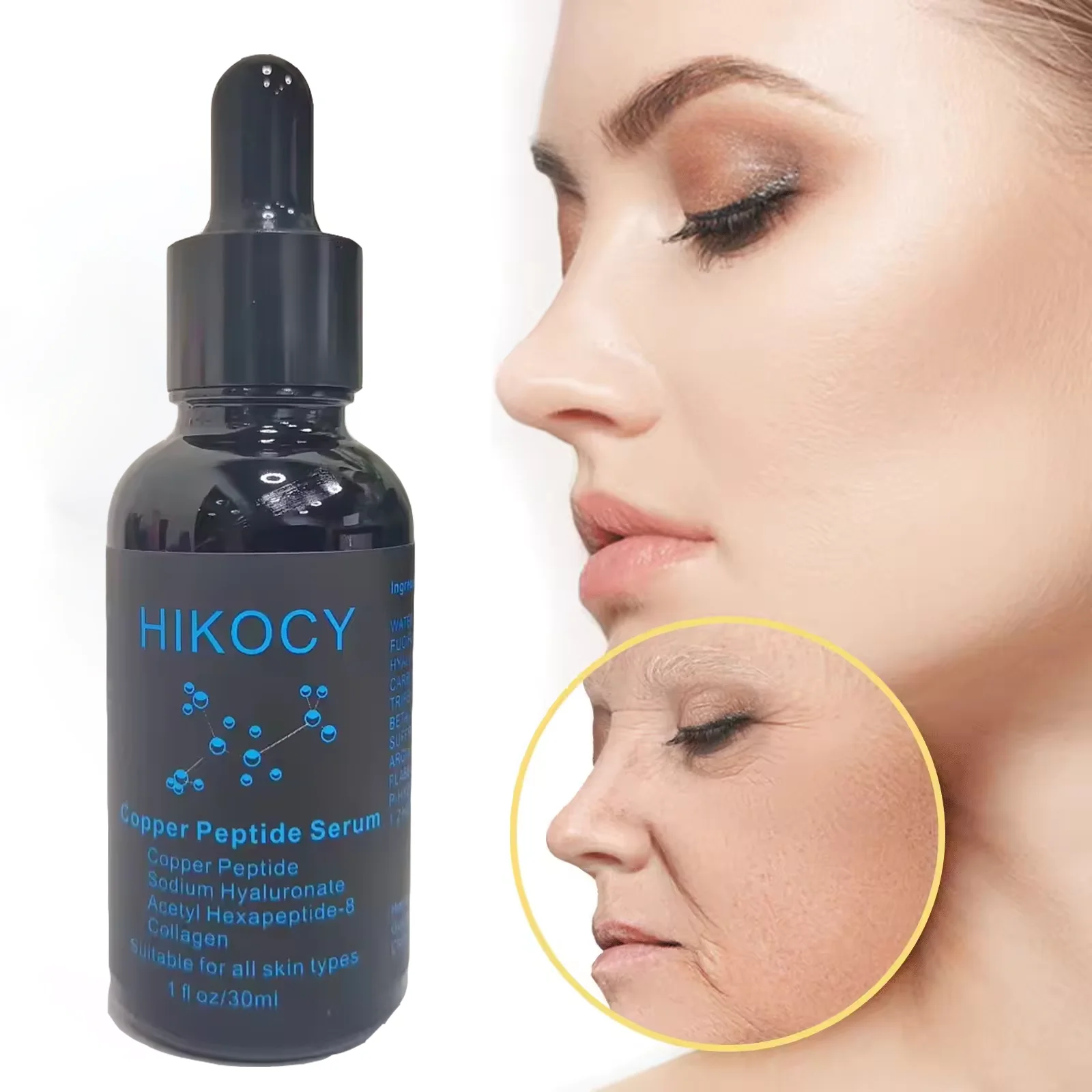 OEM Private Label Anti aging Collagen skin serum GHK-CU Copper Peptide face serum