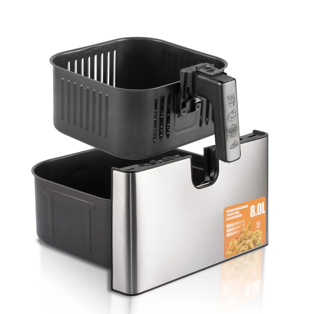 RAF Detachable Basket Stainless Steel Inner 8L Up-down Heating Smart Fryer Oven Fryer Oil Free Electric Digital Air Fryer