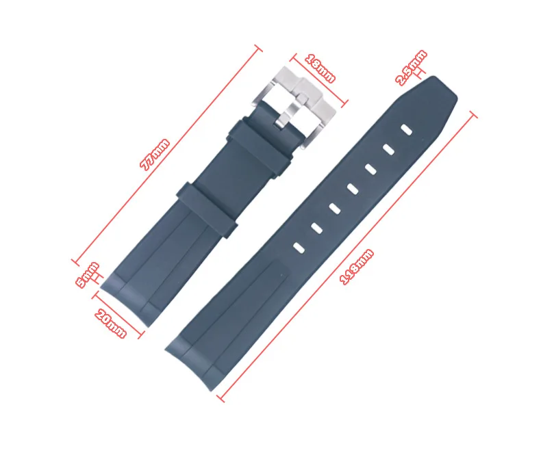 Premium Grade Vulcanized FKM Rubber Watch Strap 20mm 22mm 24mm Universal Watch Band Quick Release Watchbands