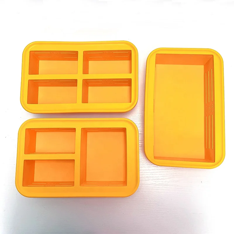 Extra Large 1 Cup Freezer Food Trays Storage Container Silicone Soup Ice Cubes Freezing Mold Custom Logo Home Appliance 300ml*4