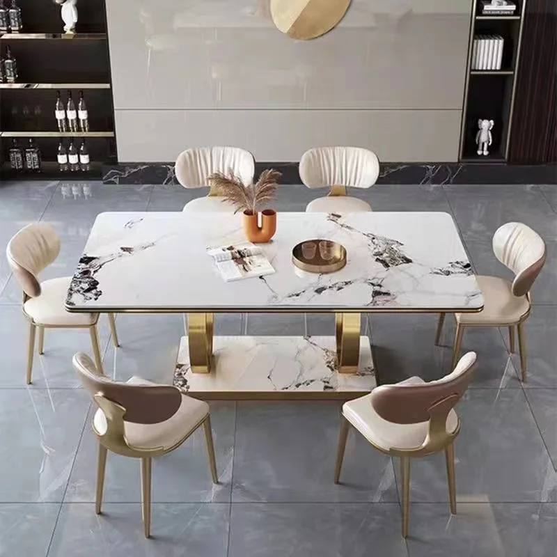 Nordic high quality restaurant furniture dining room 6 seater dining table set for home