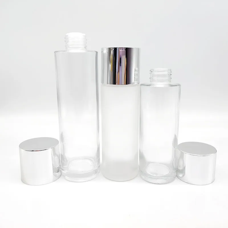 100ml 120ml 150ml Cylindrical clear Frosted Lotion Bottle/face Toner Bottle Plug with Screw Cap/lotion Pump Glass