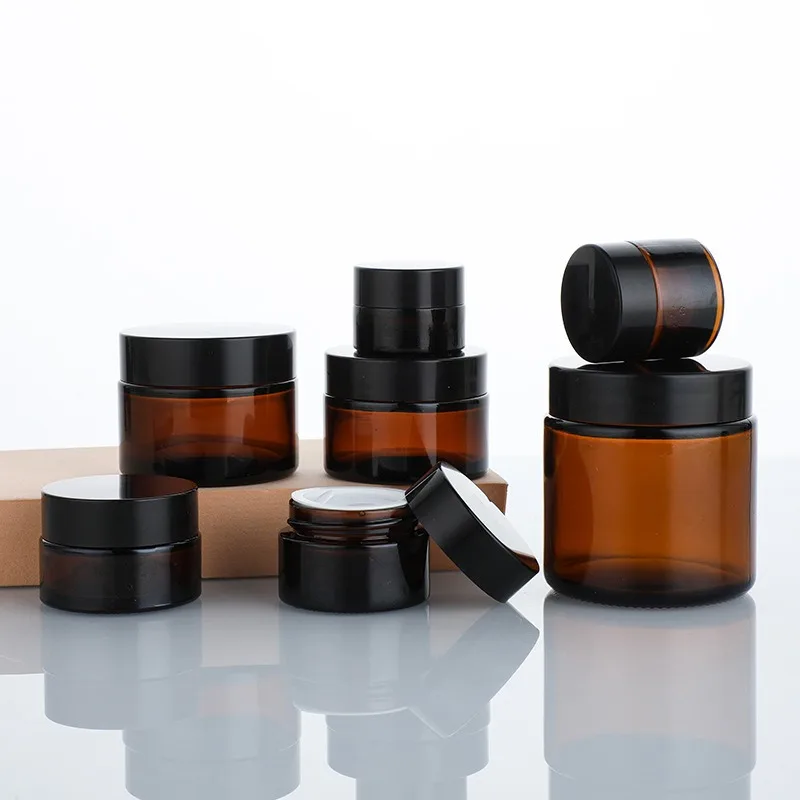 5g 10g 15g 20g 30g 50g 100g Amber Cosmetic Container Cream Glass Jar For Cosmetic Jar With Lid
