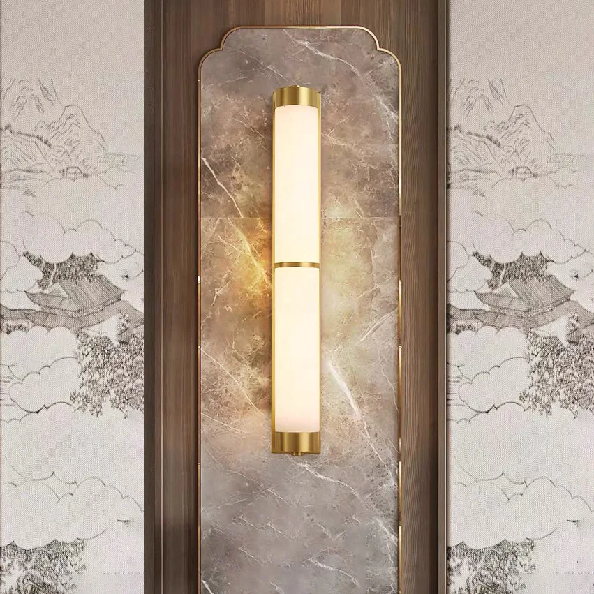 Cloud stone wall lamp all copper light luxury living room light new Chinese balcony outdoor waterproof light