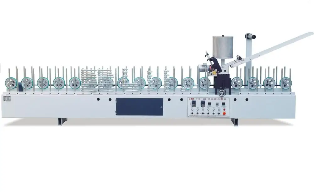 Mdf wood veneer profile wrapping machine for hot melt glue interior decoration