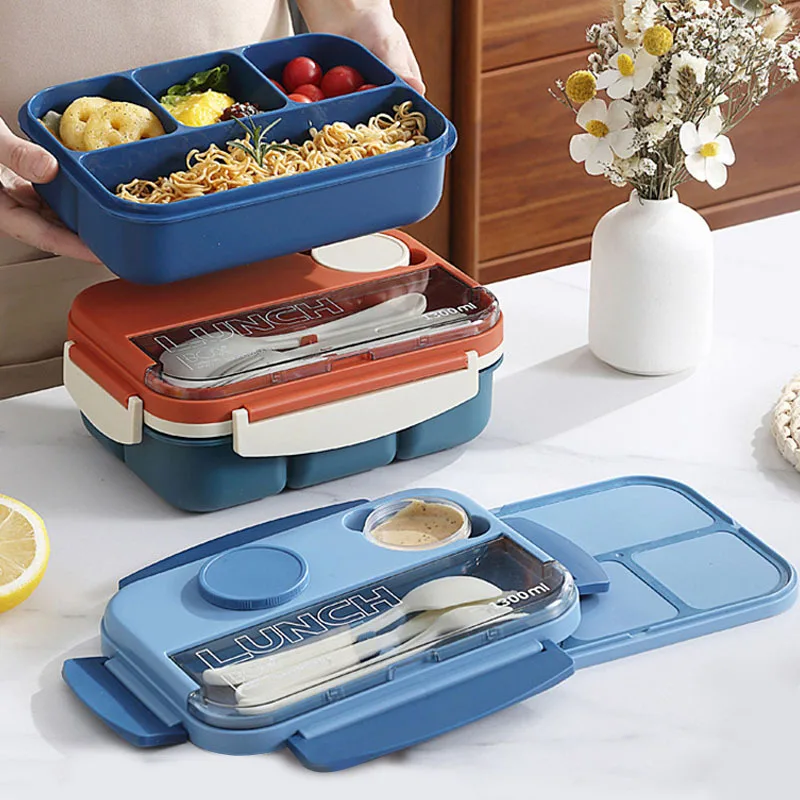 Bento Lunch Box LeakProof Lunch Box Containers For Adult Kids With Leakproof Divider Utensil Set LunchBox Multiple Compartments