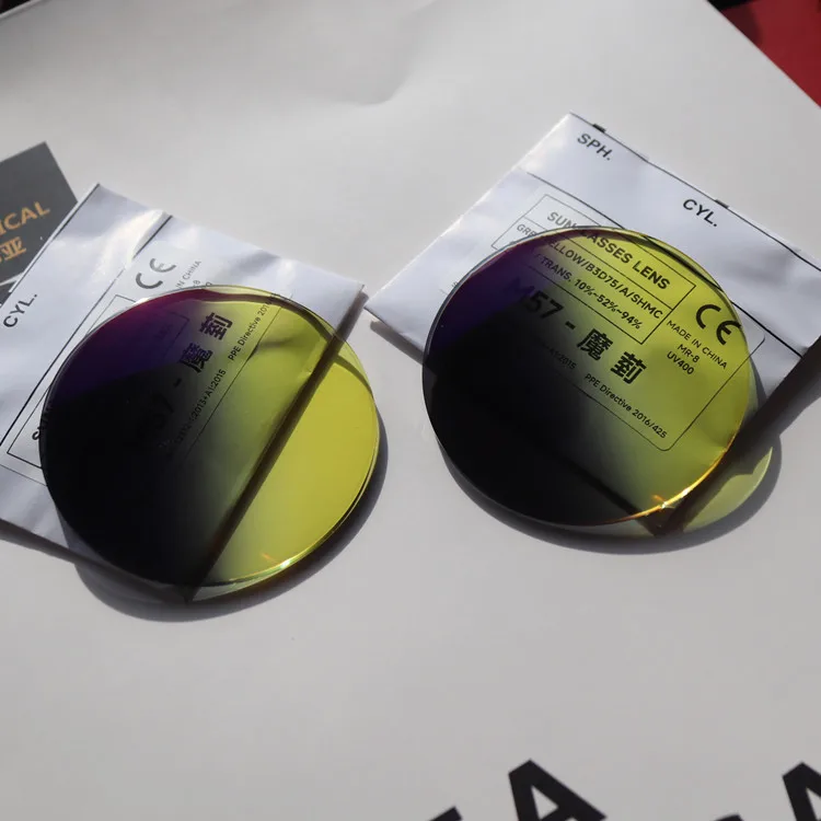 EXIA Lens M57 Gradient Grey Yellow Sunglasses Lenses SHMC MR-8 1.61 UV400 Anti-Impact Base Curve 3 Thickness 3mm