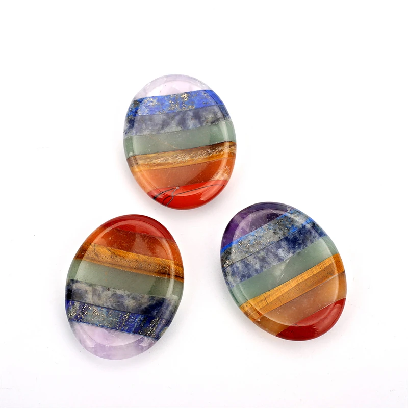 Natural Worry Stone Finger Massage Tool Crystal Massage Chakra Set Oval Thumb Stone For Relaxation