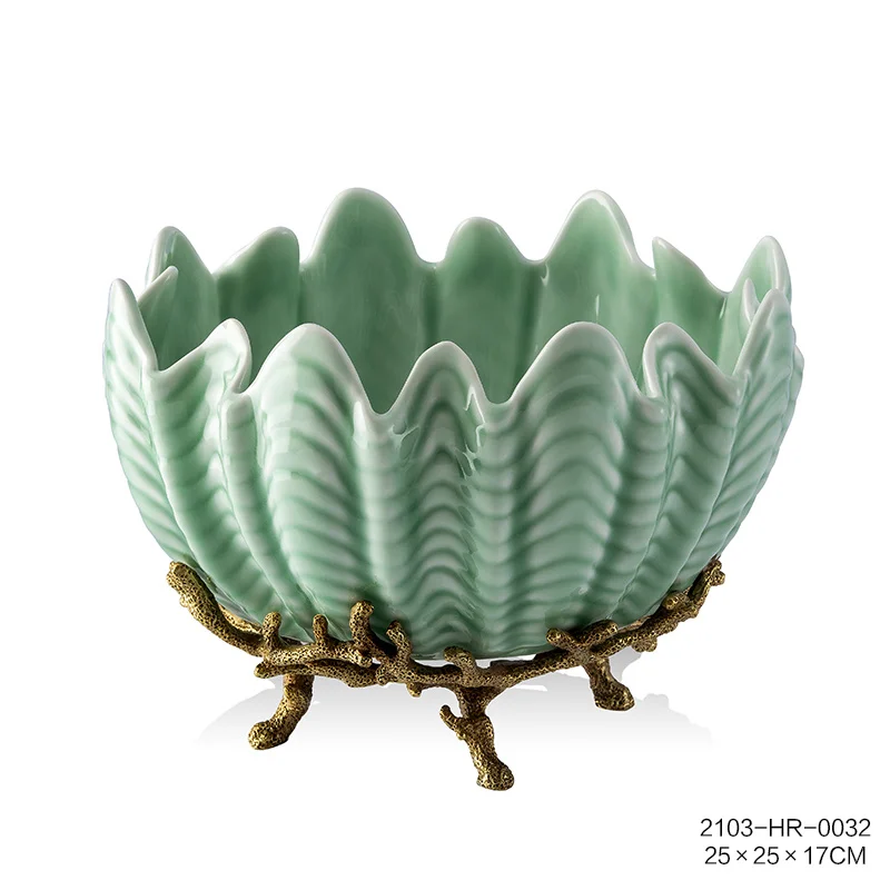 Exquisite household ceramic 2021 Chinese The bird fruit candy dish living room snacks light luxury Afternoon tea snack plate