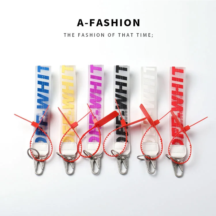 Лидер продаж, брелок для ключей Offwhite, шнурок, прозрачный брелок из ПВХ с надписью Jelly